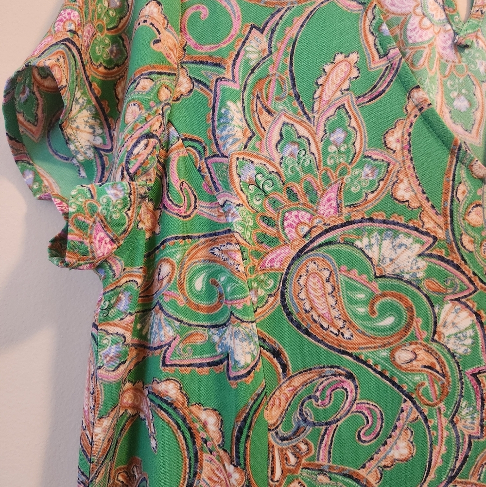 J JILL Green Paisley Maxi Dress - Picture 3 of 10